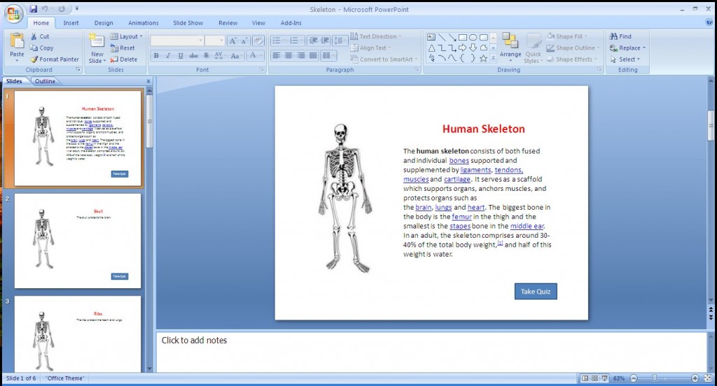 Skeleton PowerPoint slide